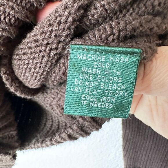 Lauren Ralph Lauren Women's Knit Button Zip Cardigan Brown 100% Cotton XL - Picture 6 of 6